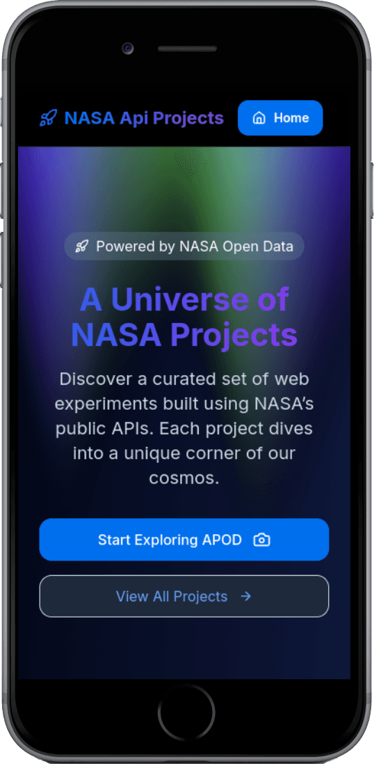 Mobile View of home page