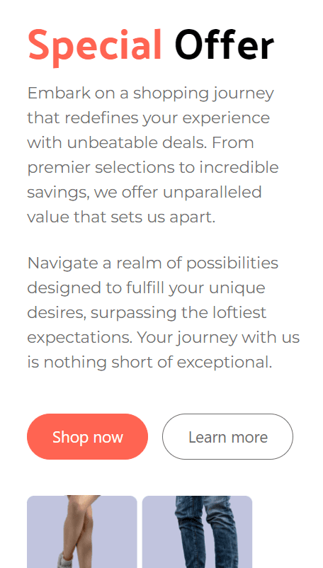 Special Offer Mobile View