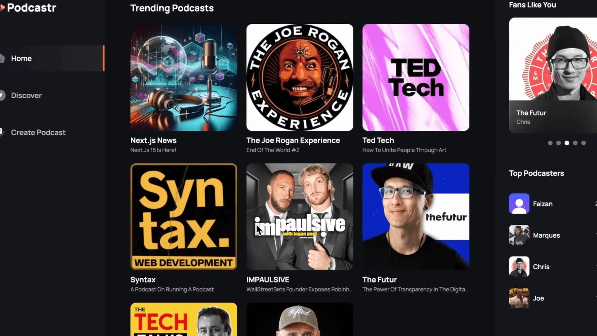 Podcastr Landing Page